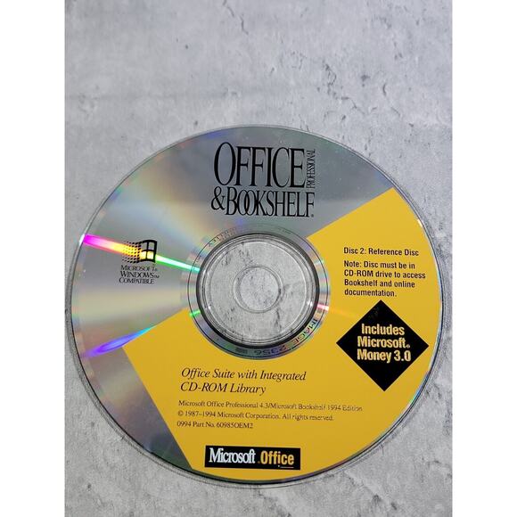 Microsoft Office Professional & Bookshelf Designed for Windows 95 CD Disc 2 - Picture 2 of 6